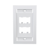 Placa de Pared Vertical Ejecutiva, Salida Para 4 Puertos Mini-Com, Con Espacios Para Etiquetas, Color Blanco