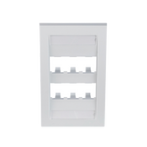 Placa de Pared Vertical Ejecutiva, Salida Para 6 Puertos Mini-Com, Con Espacios Para Etiquetas, Color Blanco