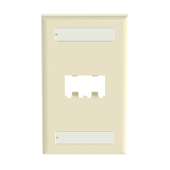 Placa de Pared Vertical Clásica, Salida Para 2 Puertos Mini-Com, Con Espacios Para Etiquetas, Color Marfil