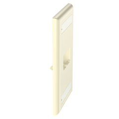 Placa de Pared Vertical Clásica, Salida Para 2 Puertos Mini-Com, Con Espacios Para Etiquetas, Color Marfil