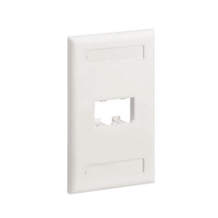 Placa de Pared Vertical Clásica, Salida Para 2 Puertos Mini-Com, Con Espacios Para Etiquetas, Color Blanco Mate