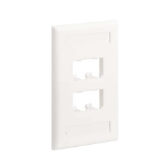 Placa de Pared Vertical Clásica, Salida Para 4 Puertos Mini-Com, Con Espacios Para Etiquetas, Color Blanco Mate