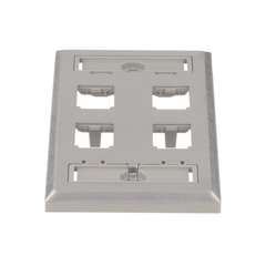 Placa de Pared Vertical, de Acero Inoxidable, Salida Para 4 Puertos Mini-Com, Con Espacios Para Etiquetas