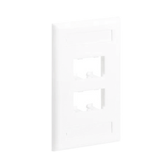 Placa de Pared Vertical Clásica, Salida Para 4 Puertos Mini-Com, Con Espacios Para Etiquetas, Color Blanco