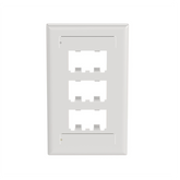 Placa de Pared Vertical Clásica, Salida Para 6 Puertos Mini-Com, Con Espacios Para Etiquetas, Color Blanco