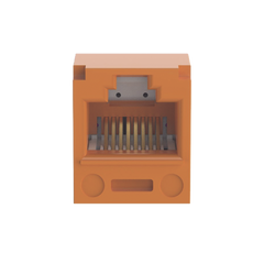 Conector Jack RJ45 Estilo T, Mini-Com, Categoría 5e, de 8 Posiciones y 8 Cables, Color Naranja