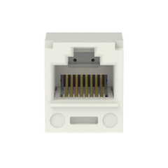 Conector Jack RJ45 Estilo TP, Mini-Com, Categoría 6, de 8 Posiciones y 8 Cables, Color Blanco Mate