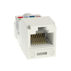 Conector Jack RJ45 Estilo TP, Mini-Com, Categoría 6, de 8 Posiciones y 8 Cables, Color Blanco Mate