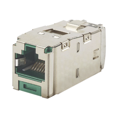 Conector Jack RJ45 Blindado, Estilo TG, Mini-Com, Categoría 6A, de 8 Posiciones y 8 Cables, Color Verde