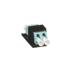 Módulo Acoplador LC Duplex, para Fibra Óptica Multimodo OM3/OM4, Tipo Mini-Com, Color Aqua