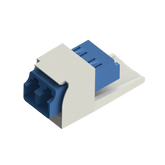 Módulo Acoplador LC Duplex, para Fibra Óptica Monomodo OS1/OS2, Tipo Mini-Com, Color Blanco Mate