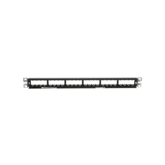 Panel de Parcheo Modular Mini-Com (Sin Conectores), Plano, Totalmente Blindado, de 24 puertos, 1UR