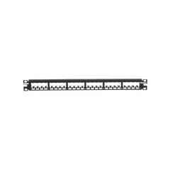 Panel de Parcheo Modular Mini-Com (Sin Conectores), Plano, Totalmente Blindado, de 24 Puertos, 1UR