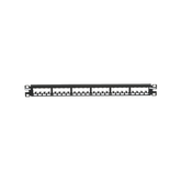 Panel de Parcheo Modular Mini-Com (Sin Conectores), Plano, Totalmente Blindado, de 24 puertos, 1UR