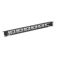 Panel de Parcheo Modular Mini-Com (Sin Conectores), Plano, Totalmente Blindado, de 24 Puertos, 1UR