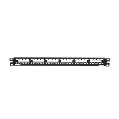 Panel de Parcheo Modular Mini-Com (Sin Conectores), Plano, Totalmente Blindado, de 24 Puertos, 1UR