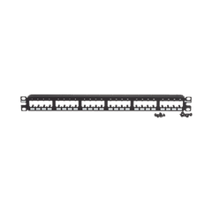 Panel de Parcheo Modular Mini-Com (Sin Conectores), Plano de Instalación al Ras, Sin Blindaje, de 24 puertos, 1UR