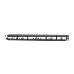 Panel de Parcheo Modular Mini-Com (Sin Conectores), Plano, Sin Blindaje, de 24 Puertos, 1UR