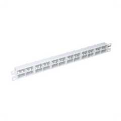 Panel de Parcheo Modular Mini-Com (Sin Conectores), Plano, Sin Blindaje, Alta Densidad, de 48 puertos, Color Blanco, 1 UR