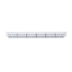 Panel de Parcheo Modular Mini-Com (Sin Conectores), Plano, Sin Blindaje, Alta Densidad, de 48 Puertos, Color Blanco, 1 UR