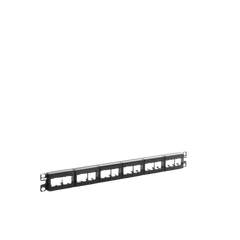 Panel de Parcheo Modular Mini-Com (Sin Conectores), Plano, Sin Blindaje, Con Etiqueta y Cubierta, de 24 puertos, 1UR