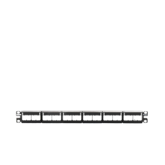 Panel de Parcheo Modular Mini-Com (Sin Conectores), Plano, Sin Blindaje, Con Etiqueta y Cubierta, de 24 Puertos, 1UR