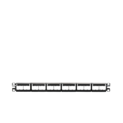 Panel de Parcheo Modular Mini-Com (Sin Conectores), Plano, Sin Blindaje, Con Etiqueta y Cubierta, de 24 puertos, 1UR