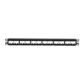Panel de Parcheo Modular Mini-Com (Sin Conectores), Plano, Sin Blindaje, Con Etiqueta y Cubierta, de 24 Puertos, 1UR