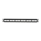 Panel de Parcheo Modular Mini-Com (Sin Conectores), Plano, Sin Blindaje, Con Etiqueta y Cubierta, de 24 puertos, 1UR