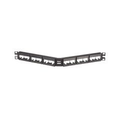 Panel de Parcheo Modular Mini-Com (Sin Conectores), Angulado, Sin Blindaje, Con Etiqueta y Cubierta, de 24 Puertos, 1UR