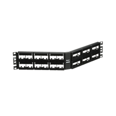 Panel de Parcheo Modular Mini-Com (Sin Conectores), Angulado, Sin Blindaje, Con Etiqueta y Cubierta, de 48 Puertos, 2UR