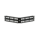 Panel de Parcheo Modular Mini-Com (Sin Conectores), Angulado, Sin Blindaje, Con Etiqueta y Cubierta, de 48 Puertos, 2UR
