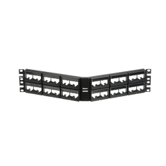 Panel de Parcheo Modular Mini-Com (Sin Conectores), Angulado, Sin Blindaje, Con Etiqueta y Cubierta, de 48 Puertos, 2UR