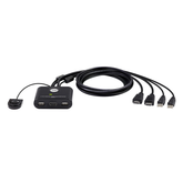 Switch KVM | USB FHD HDMI | de 2 puertos en formato cable | 1920x1080 @ 60Hz (FHD) | HDCP 1.4 | Conecta y controla 2 equipos con un solo monitor, teclado y mouse