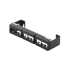 Panel de Parcheo Modular (Sin Conectores), de 12 Puertos Mini-Com, Instalación en Pared con Montaje Incluido, Color Negro