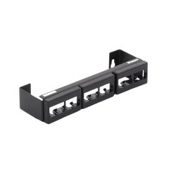 Panel de Parcheo Modular (Sin Conectores), de 12 Puertos Mini-Com, Instalación en Pared con Montaje Incluido, Color Negro