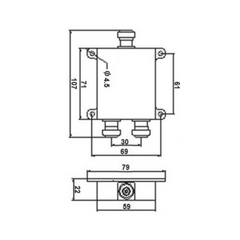 DIVISOR WILKINSON DE 2 VIAS 694-2700MHz 50W -154DBC TIPO N 4.3-10 IP67