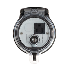 Dispositivo Circular de Puertos de Acceso a Datos, Con Dos Espacios Para Módulos Mini-Com y Un Receptáculo NEMA 5-15R, Protección IP66, de 3" de Diámetro
