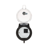 Dispositivo Circular de Puertos de Acceso a Datos, Con Dos Espacios Para Módulos Mini-Com y Un Receptáculo NEMA 5-15R, Protección IP66, de 3" de Diámetro