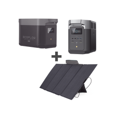 Kit de Estación de Energía Portátil 2048Wh + Batería Externa 2048Wh + Panel Solar Flexible 400W (4096Wh Totales)