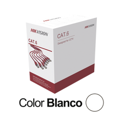Bobina de Cable UTP 305 Mts / Cat 6 (24 AWG) / Color Blanco / PVC (CM) / Uso en Interior / CCA (Cobre con Aluminio) / Aplicaciones de CCTV y Redes de Datos