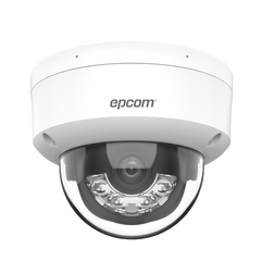 Domo IP 4 Megapixel / Lente 2.8 mm / Dual Light (30 mts IR + 30 mts Luz Blanca) / Micrófono Integrado / Antivandálico IK08 / Motion Detection 2.0 / Exterior IP67 / H.265 / PoE / ONVIF / Micro SD
