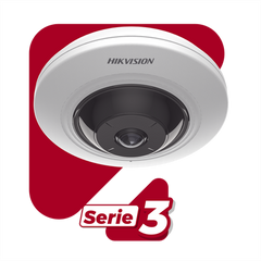 Mini Fisheye IP 5 Megapixel / Panorámica 180° - 360° / 8 mts IR / Interior / PoE / HEOP / ACUSENSE / Detección Facial / Microfono Integrado