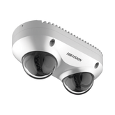 PanoVu Series / Lente Dual de 4 Megapixel / 2 Lentes Fijos de 2.8 mm / Recomendado para Pasillos o Esquinas / IP67 / IK10 / PoE / WDR 120 dB / 10 mts IR / Entrada y Salida de Audio y Alarma / MicroSD