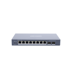Switch Gigabit PoE+ / Administrable / 8 Puertos Gigabit PoE+ / 2 Puertos SFP / Configuración Nube Hik-Partner Pro / Modo Extendido hasta 300 Metros / 110 W