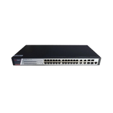 Switch Gigabit PoE+ / Administrable / 24 Puertos 1000 Mbps PoE+ / 4 Puertos 1000 Mbps + 4 Puertos SFP de Uplink / 370 Watts / Soporta IGMP