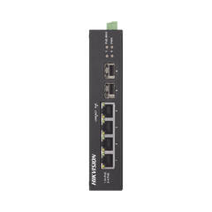 Switch Industrial No Administrable Gigabit / 3 Puertos Gigabit PoE+ (30 W) + 1 Puerto Gigabit PoE++ (60 W) / 2 Puertos SFP / 65 W Total / 48 a 57 VCD / Ideal para Proyectos / 300 Metros de Distancia