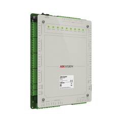Controlador de Acceso 4 Puertas Administrable en la Nube con Hik-Connect Teams / Interfaz Web / 8 Lectores de Huella o Tarjeta / 100,000 Tarjetas / 10,000 Huellas / Incluye Gabinete y Fuente de Alimentación 12Vcd 8 A / Soporta Batería de Res
