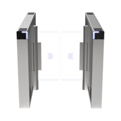 Torniquete Swing PREMIUM / Iluminación LED / 12,000,000 Ciclos MCBF / Incluye Lectores de Tarjeta y Panel de Acceso / 14 Pares de IR / Carril de 90 cms / Compatible con Reconocimiento Facial / Incluye Izquierdo y Derecho