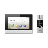 Kit de Videoportero Híbrido de Plastico / IP a 4 Hilos con Función de Llamada a App Hik-Connect / Monitor se Conecta a Internet por Cable o WiFi y por 4 Hilos al Frente de Calle / Expandible a Mas Equipos